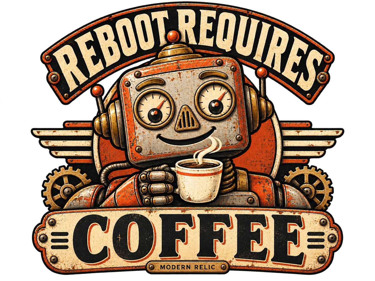 Reboot Requires Coffee mug design artwork