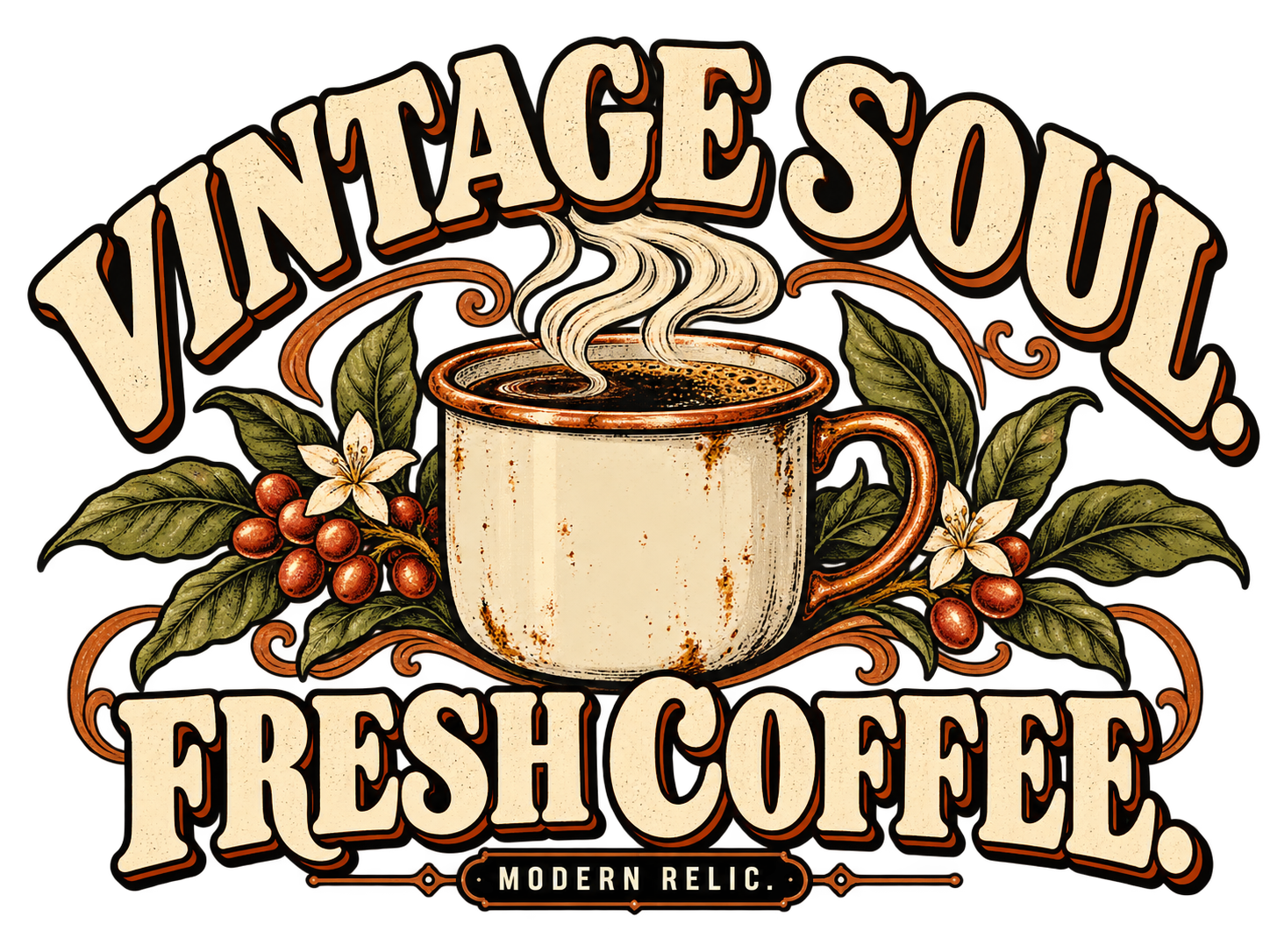 Vintage Soul. Fresh Coffee. mug design artwork